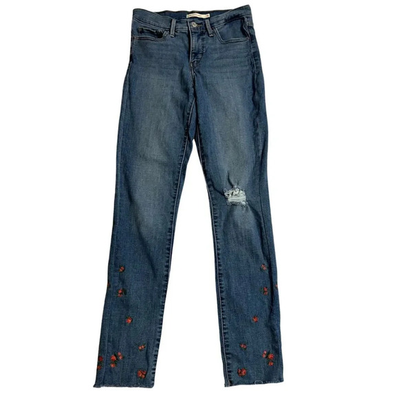 Levis 311 Shaping Skinny Embroidered High Rise Jeans Size 26‎ - Picture 1 of 10